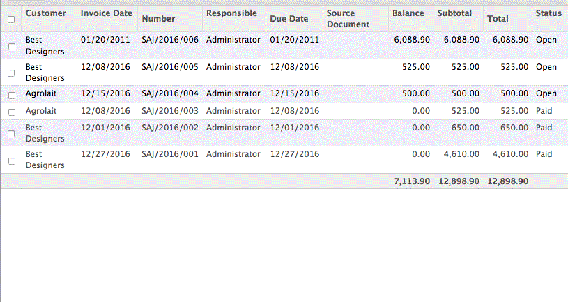 Odoo - Sample 3 for three columns